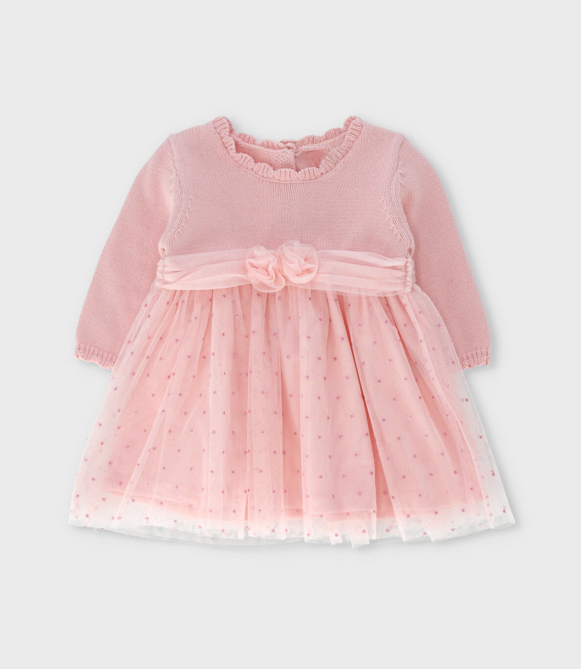 Vestido recién nacida con flores y lazo 0 meses / Rosado