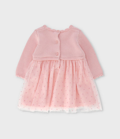 Vestido recién nacida con flores y lazo 0 meses / Rosado