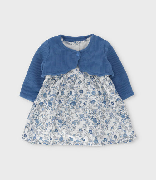 Vestido recién nacida floreado 0 meses / Celeste