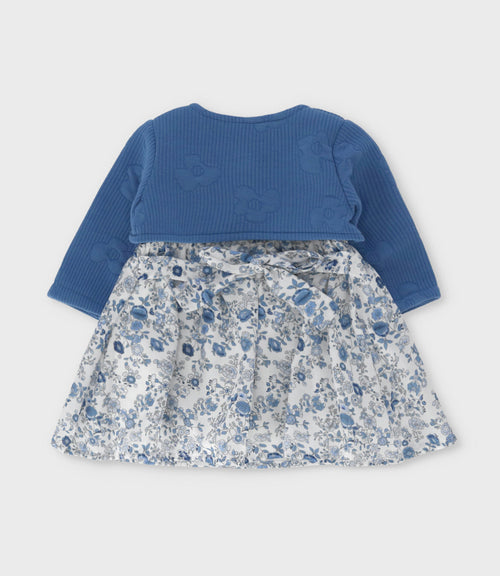 Vestido recién nacida floreado 0 meses / Celeste
