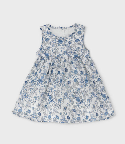 Vestido recién nacida floreado 0 meses / Celeste
