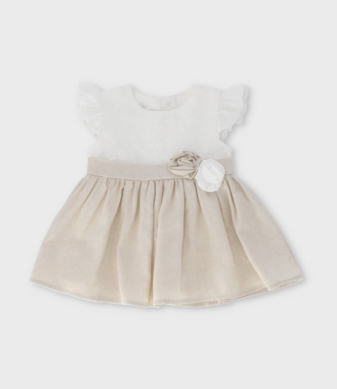 Vestido recién nacida con bordado 0 meses / Beige