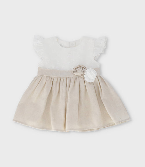 Vestido recién nacida con bordado 0 meses / Beige