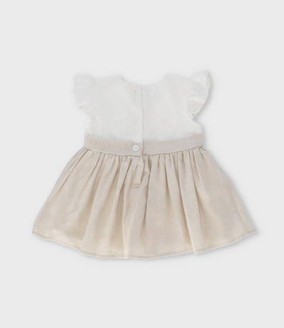 Vestido recién nacida con bordado 0 meses / Beige
