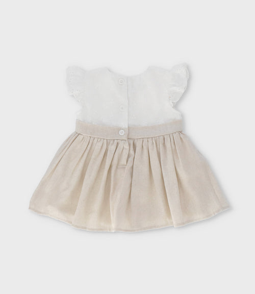 Vestido recién nacida con bordado 0 meses / Beige