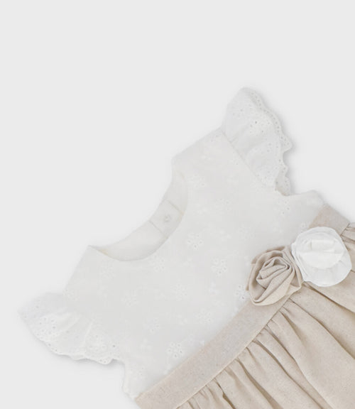 Vestido recién nacida con bordado 0 meses / Beige
