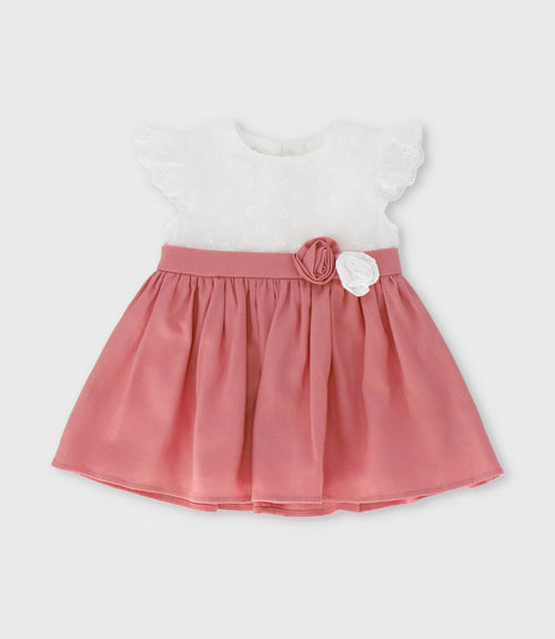 Vestido recién nacida con bordado 0 meses / Coral