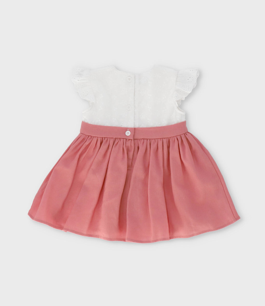 Vestido recién nacida con bordado 0 meses / Coral