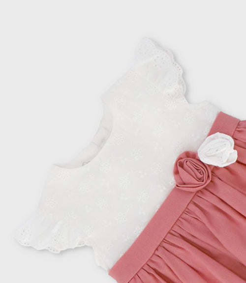 Vestido recién nacida con bordado 0 meses / Coral