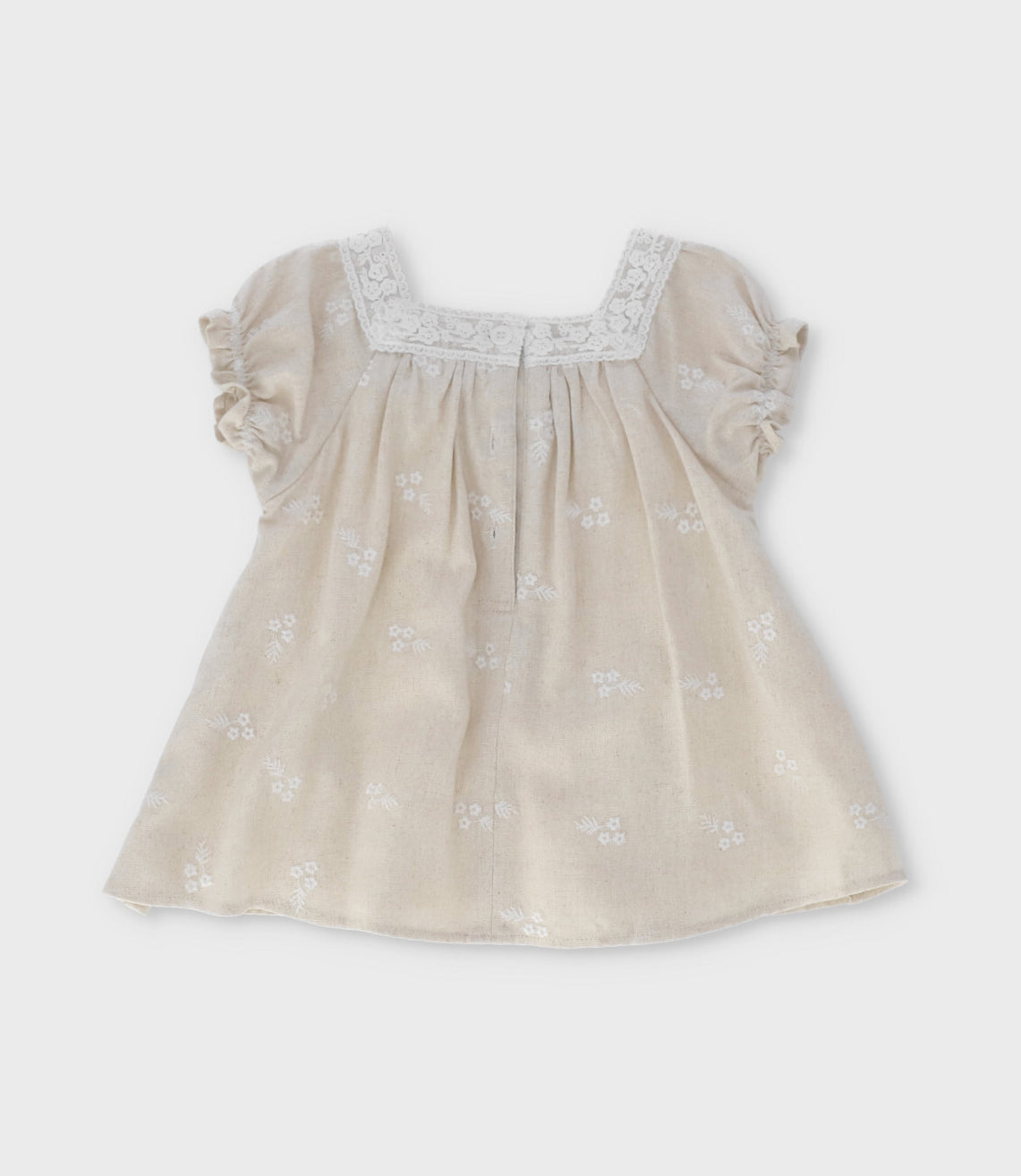 Vestido recién nacida flores bordadas 0 meses / Beige