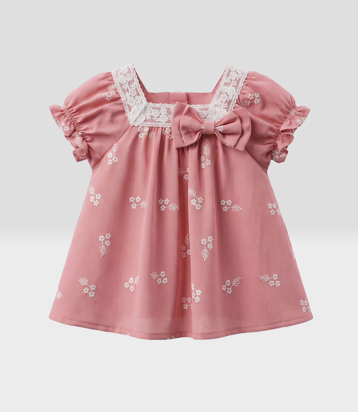Vestido recién nacida flores bordadas 0 meses / Coral