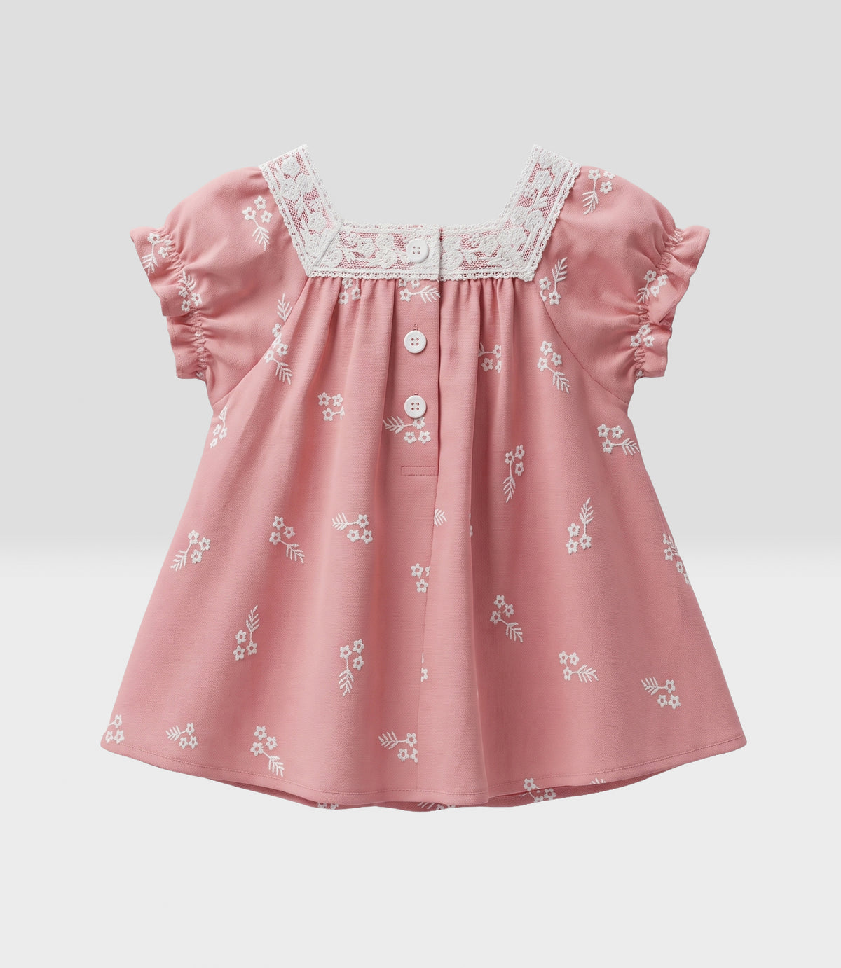 Vestido recién nacida flores bordadas 0 meses / Coral