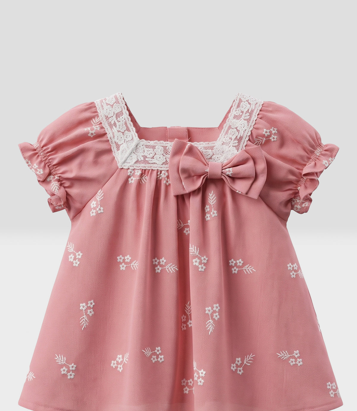 Vestido recién nacida flores bordadas 0 meses / Coral