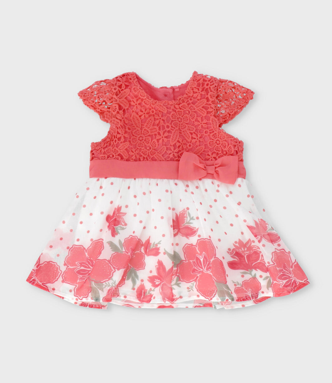 Vestido recién nacida con flores 0 meses / Coral