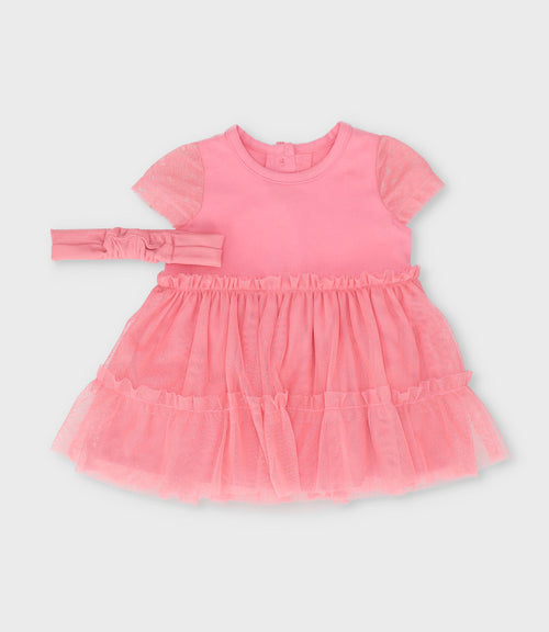 Vestido recién nacida con puntos 0 meses / Coral