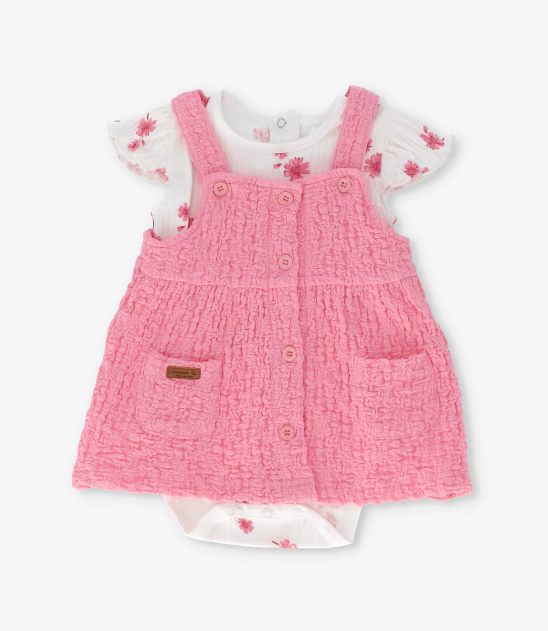 Vestido recién nacida con body floreado 0 meses / Rosado