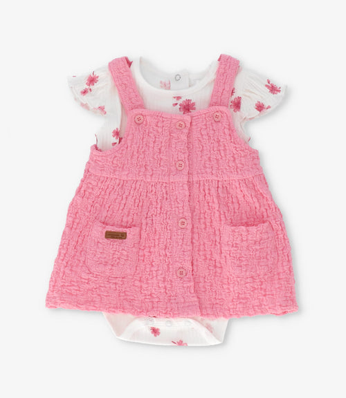 Vestido recién nacida con body floreado 0 meses / Rosado