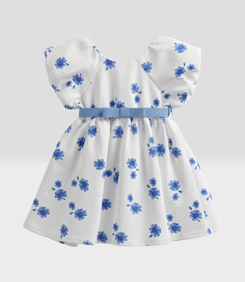 Vestido recién nacida floreado 0 meses / Celeste
