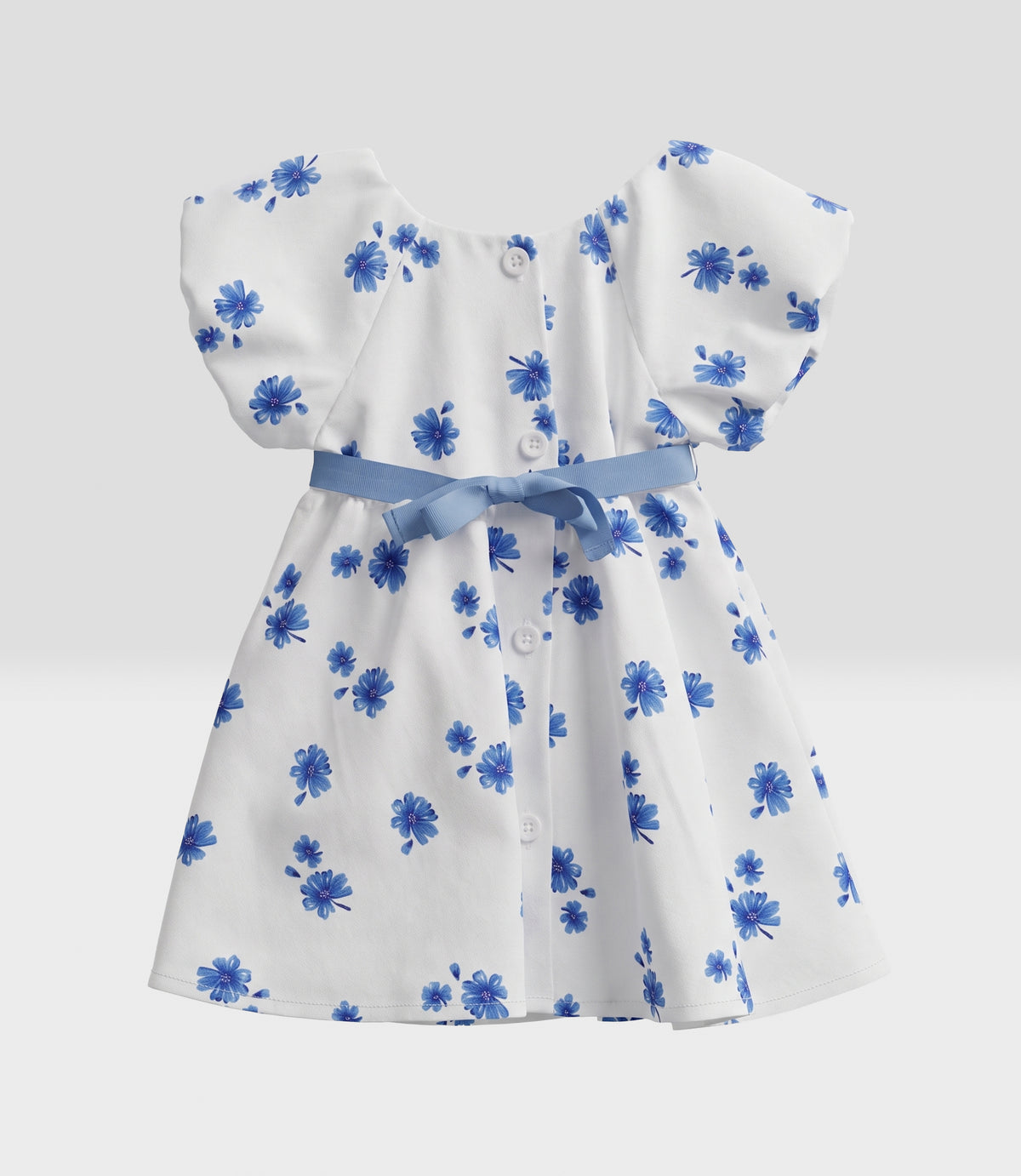 Vestido recién nacida floreado 0 meses / Celeste