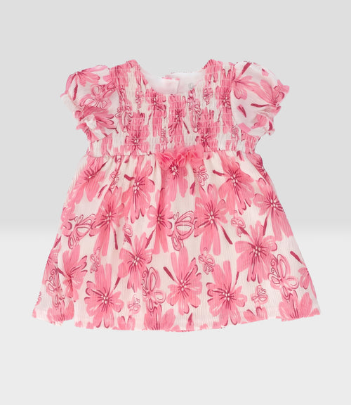 Vestido recién nacida floreado 0 meses / Rosado