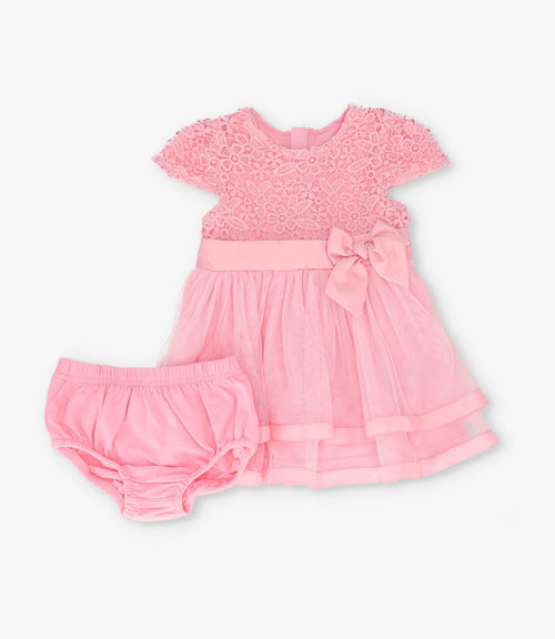 Vestido recién nacida con lazo 0 meses / Rosado
