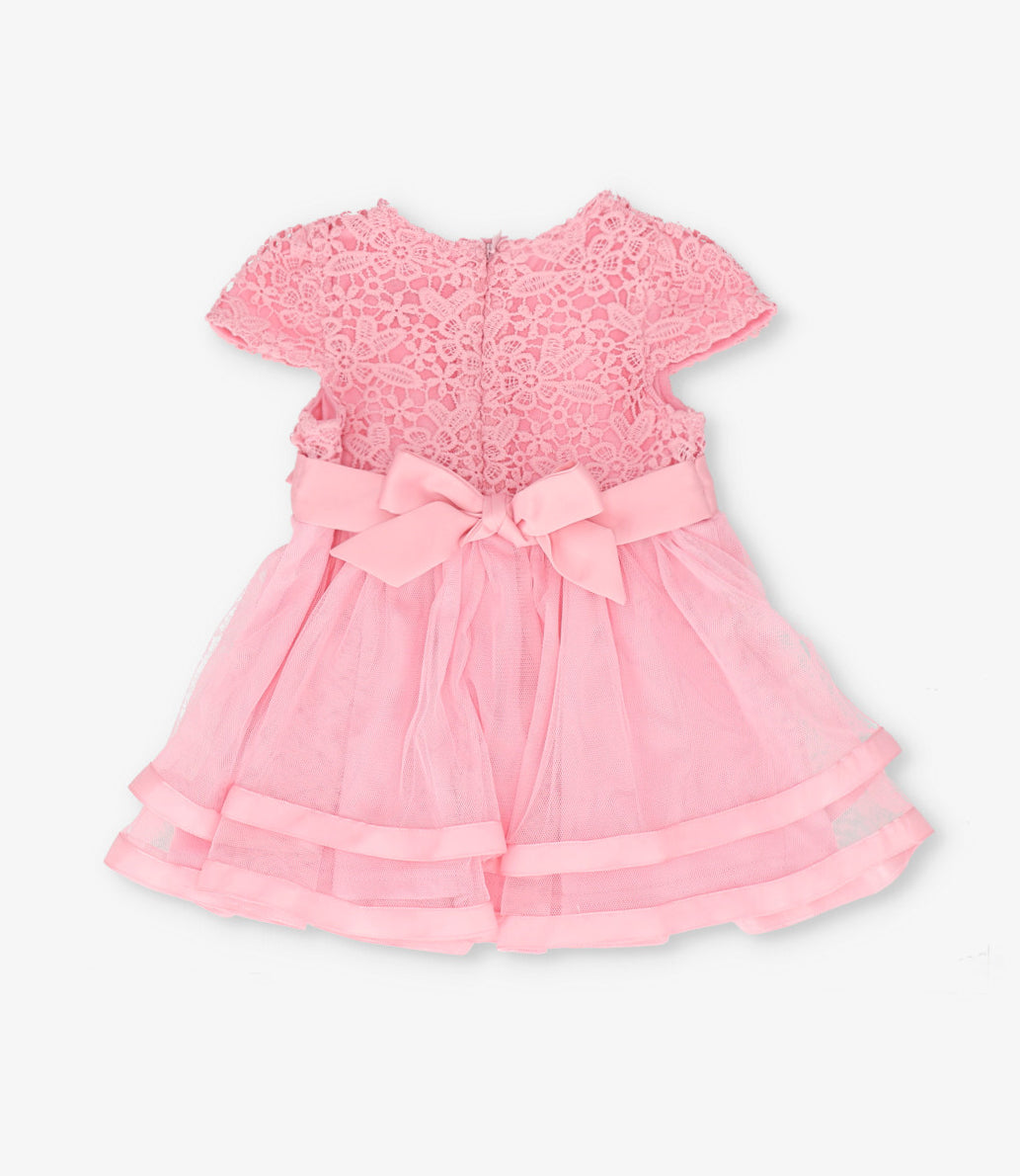 Vestido recién nacida con lazo 0 meses / Rosado