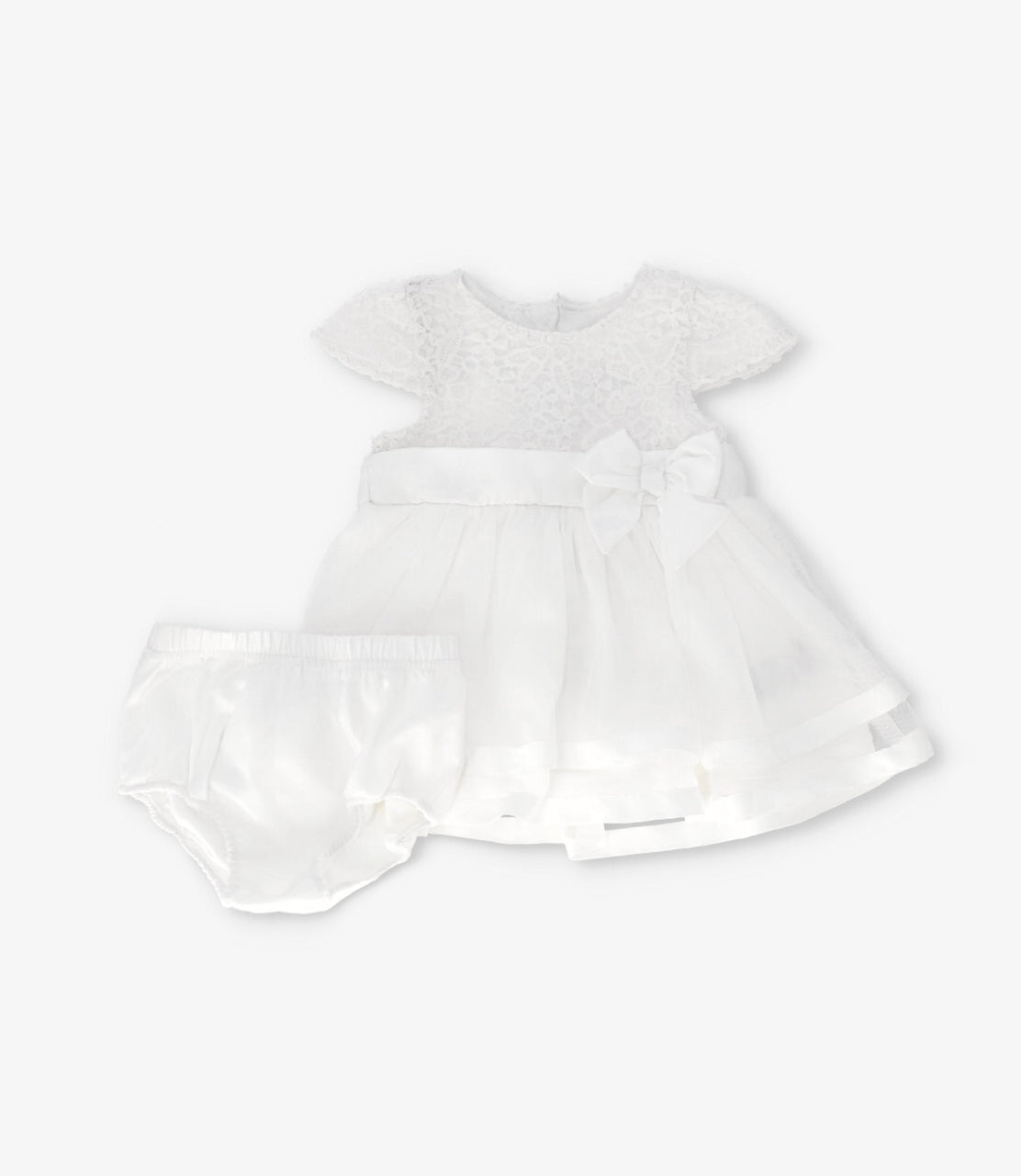 Vestido recién nacida con lazo 0 meses / Crudo