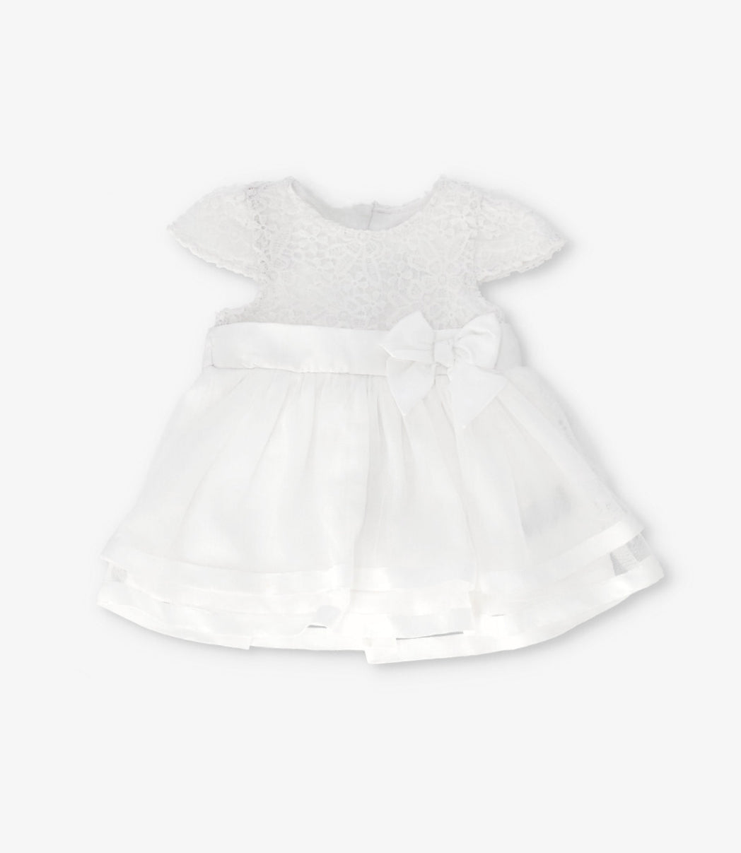 Vestido recién nacida con lazo 0 meses / Crudo