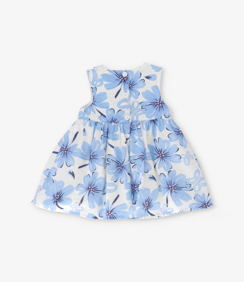 Vestido recién nacida floreado 0 meses / Celeste