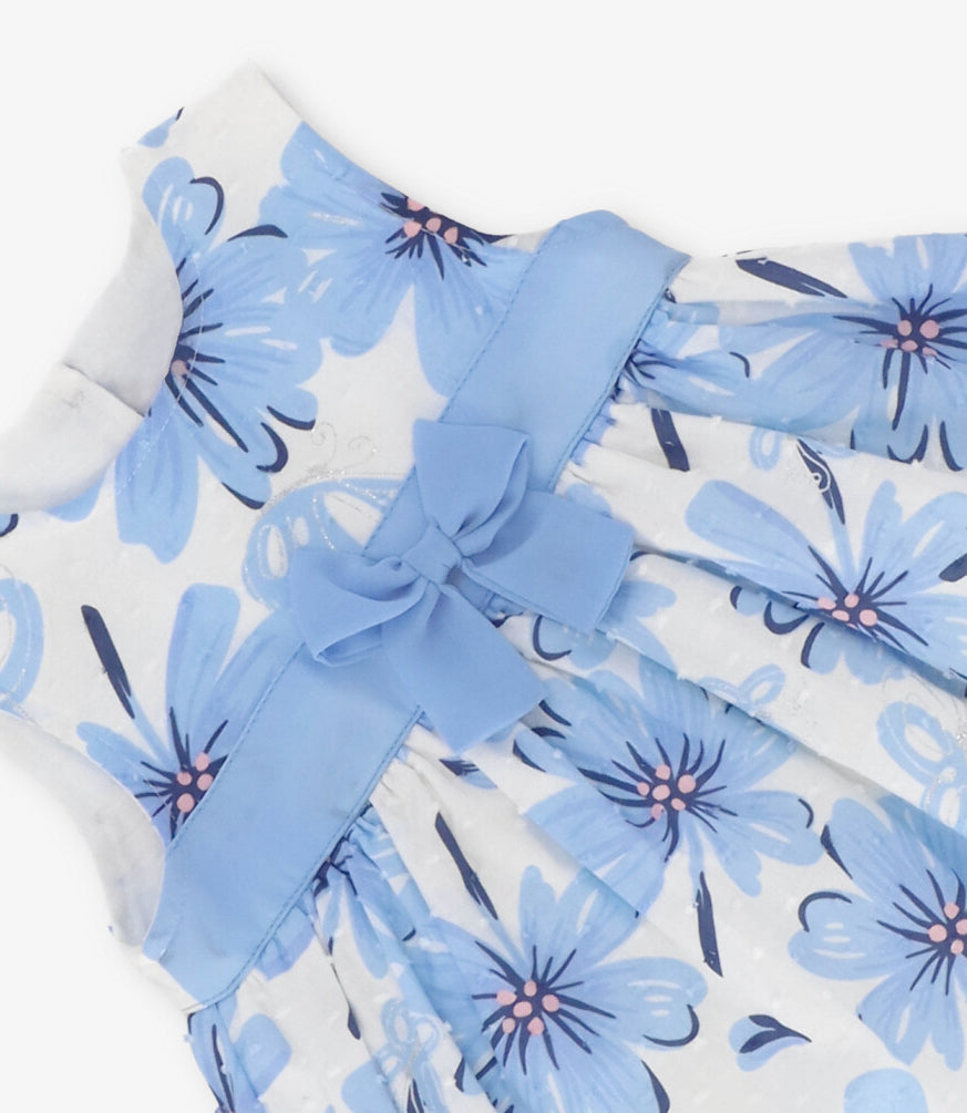 Vestido recién nacida floreado 0 meses / Celeste