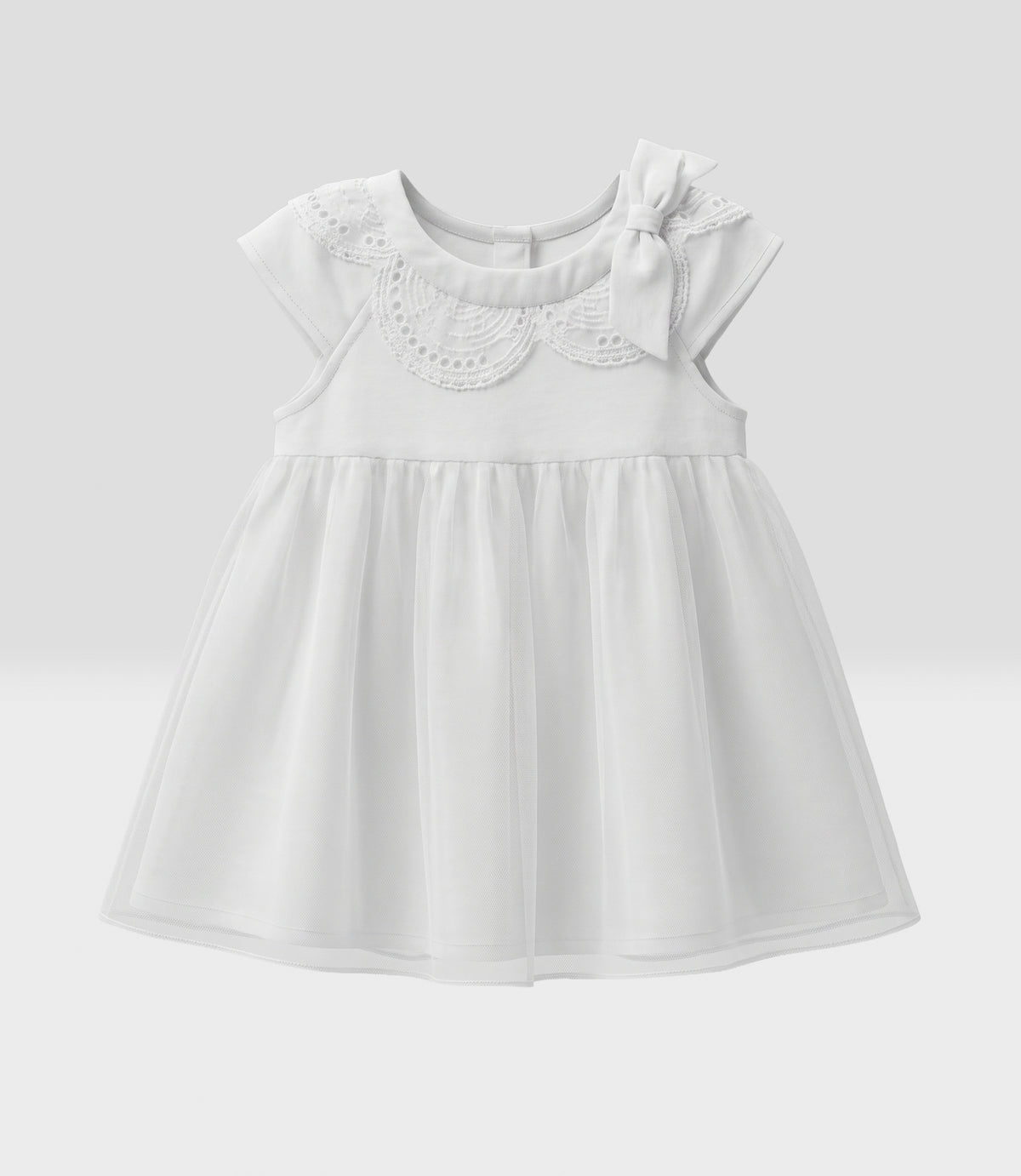 Vestido recién nacida con vuelos 0 meses / Crudo