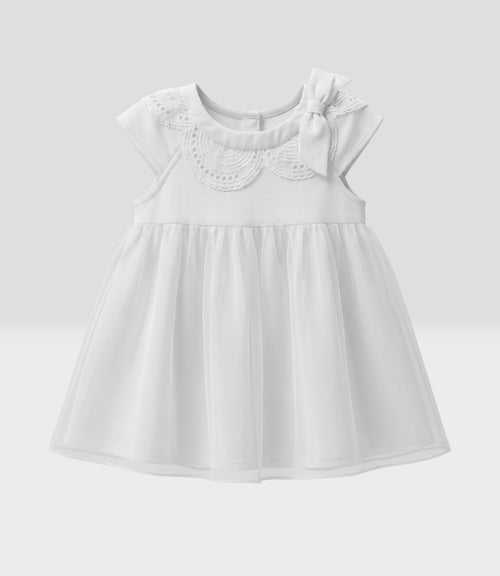 Vestido recién nacida con vuelos 0 meses / Crudo