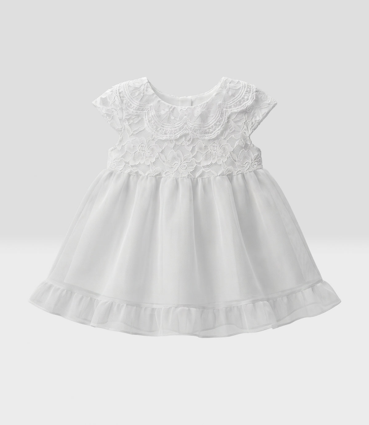 Vestido recién nacida con vuelos 0 meses / Crudo