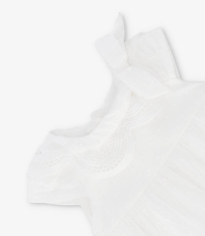 Vestido recién nacida con vuelos 0 meses / Crudo