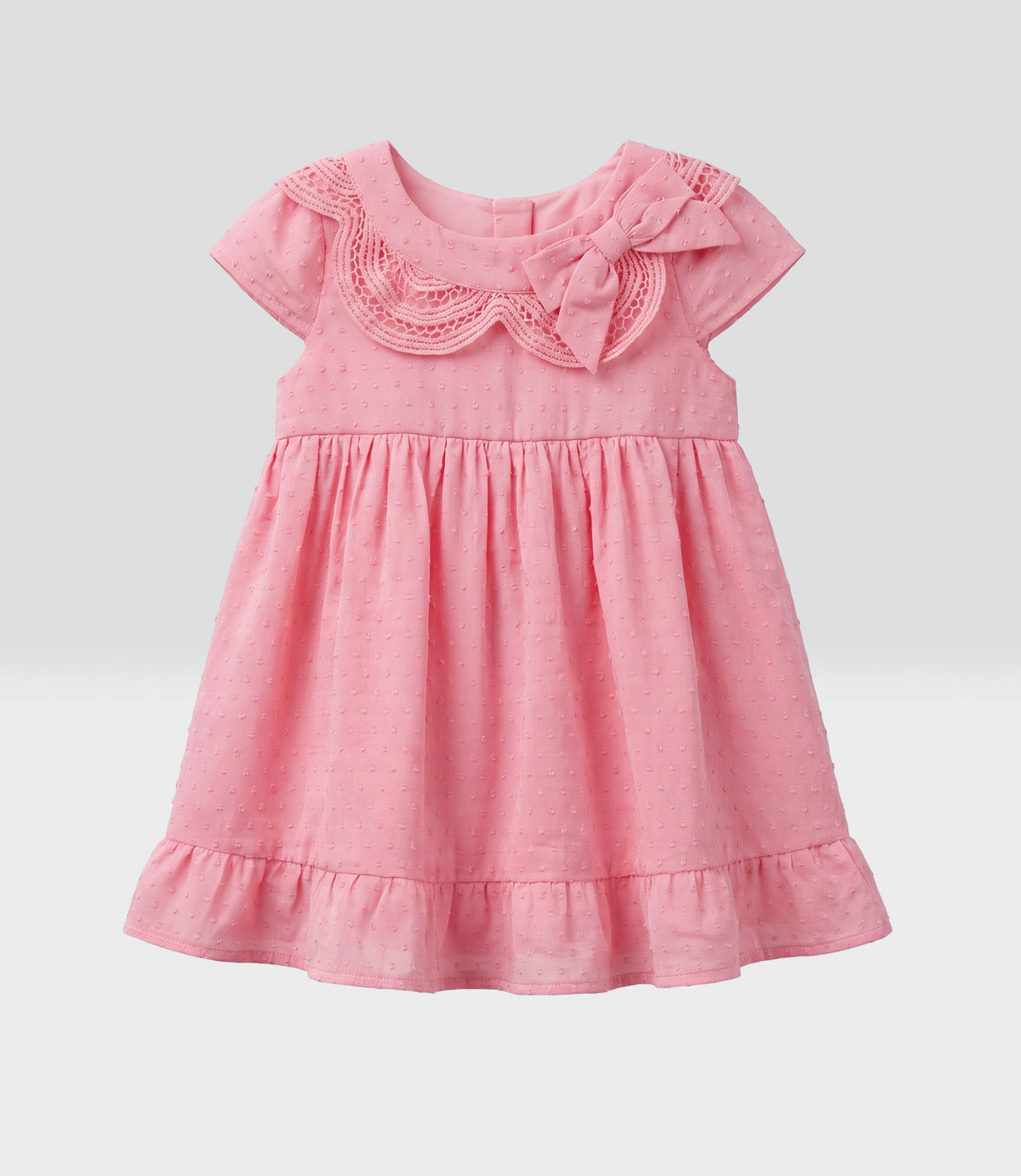 Vestido recién nacida con vuelos 0 meses / Coral