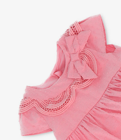 Vestido recién nacida con vuelos 0 meses / Coral