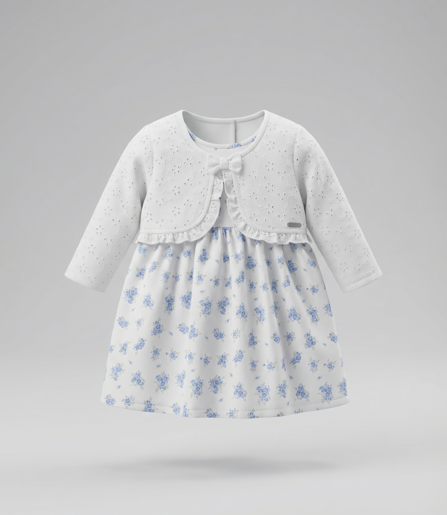 Vestido recién nacida floreado 0 meses / Crudo
