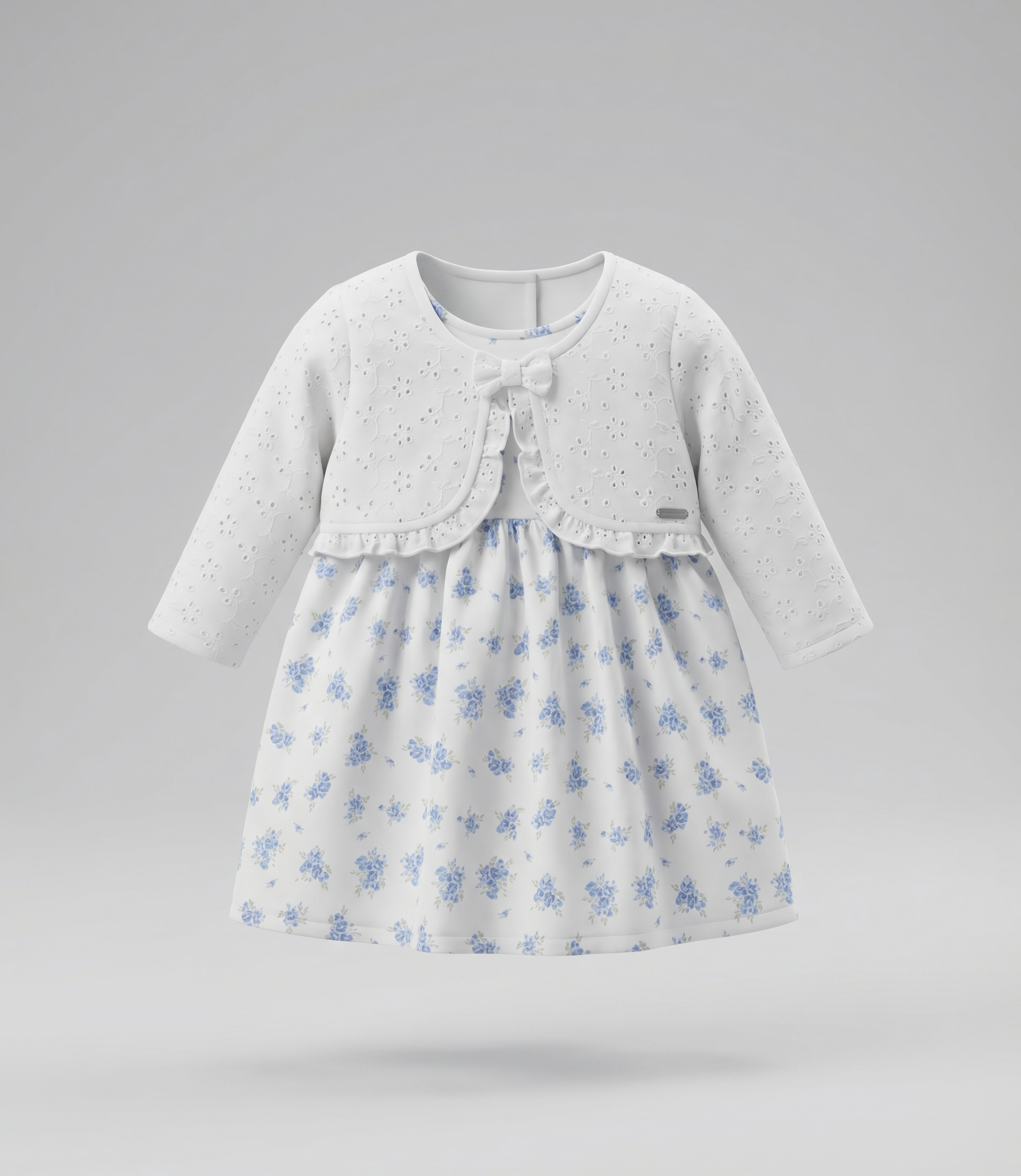 Vestido recién nacida floreado 0 meses / Crudo