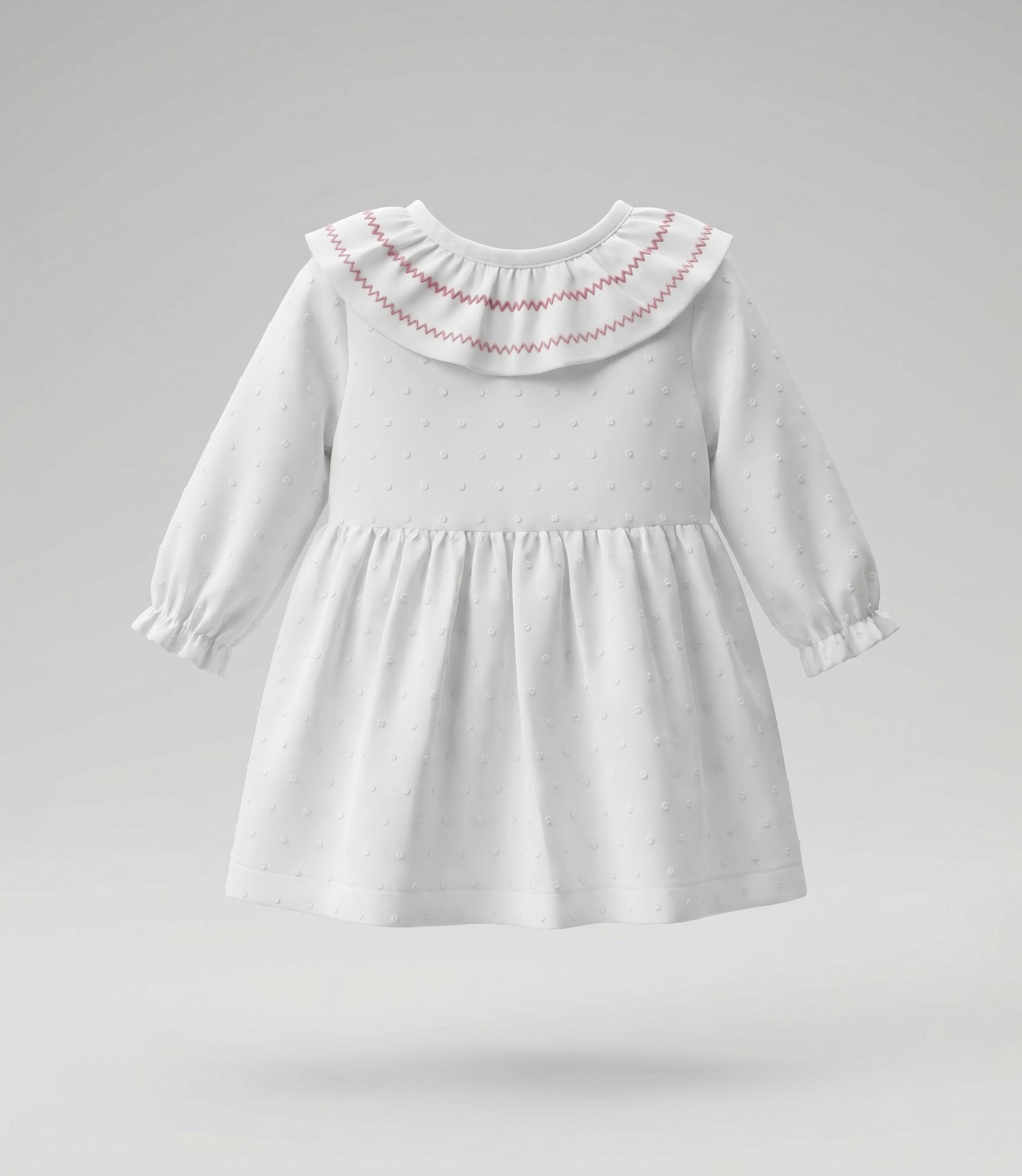 Vestido recién nacida con vuelos 0 meses / Crudo