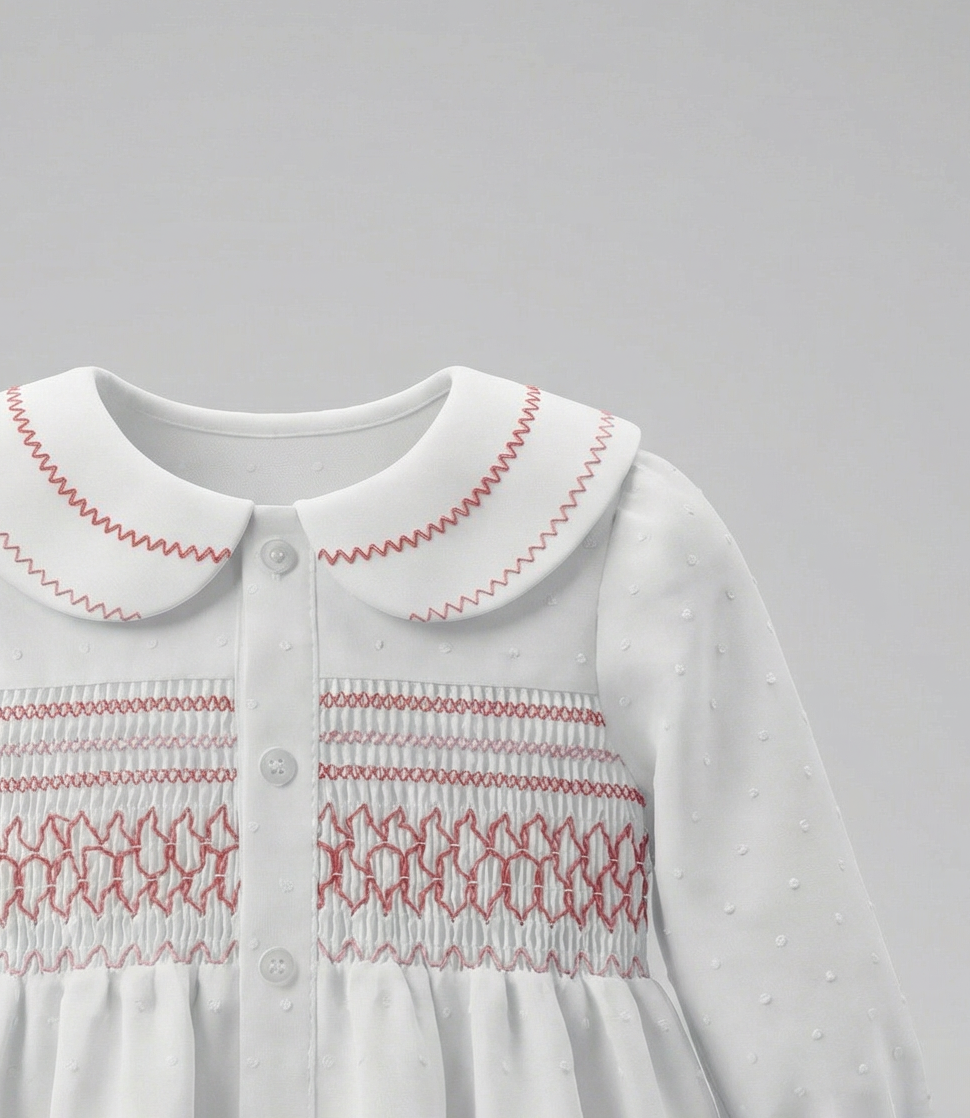 Vestido recién nacida con vuelos 0 meses / Crudo