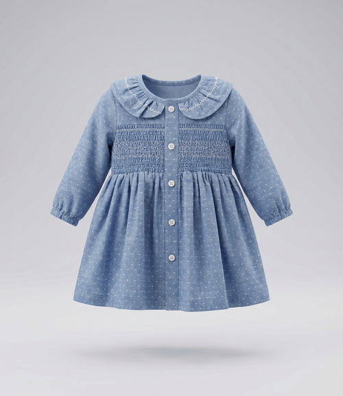 Vestido recién nacida con vuelos 0 meses / Celeste