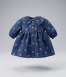 Vestido recién nacida de denim con lazos
