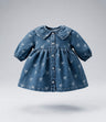 Vestido recién nacida de denim con lazos