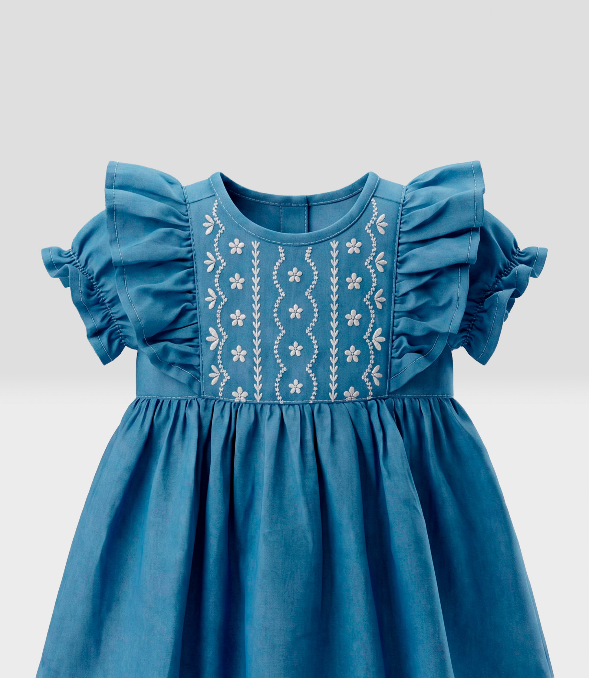 Vestido recién nacida de denim 0 meses / Celeste