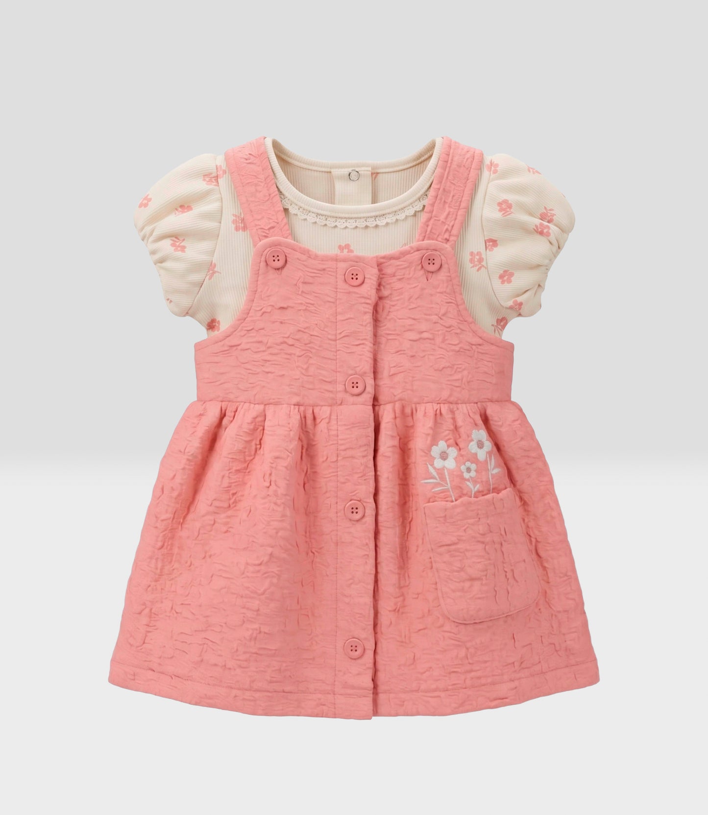 Vestido recién nacida con body 0 meses / Coral