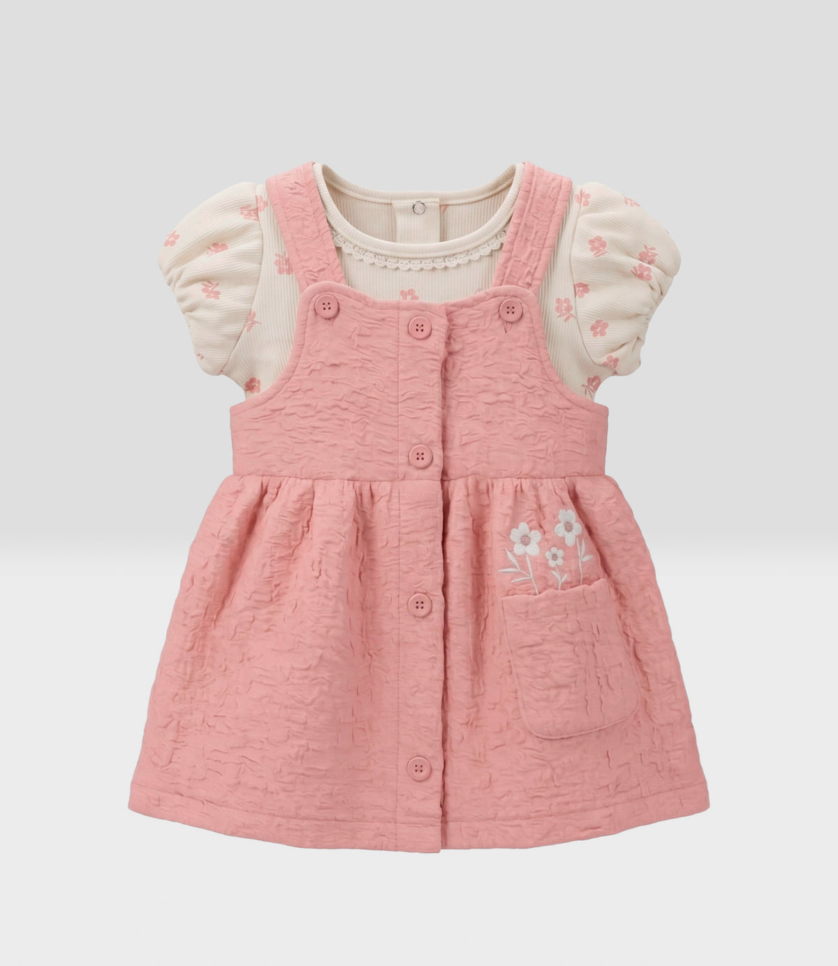 Vestido recién nacida con body 0 meses / Coral