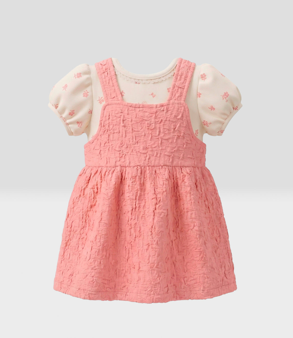 Vestido recién nacida con body 0 meses / Coral