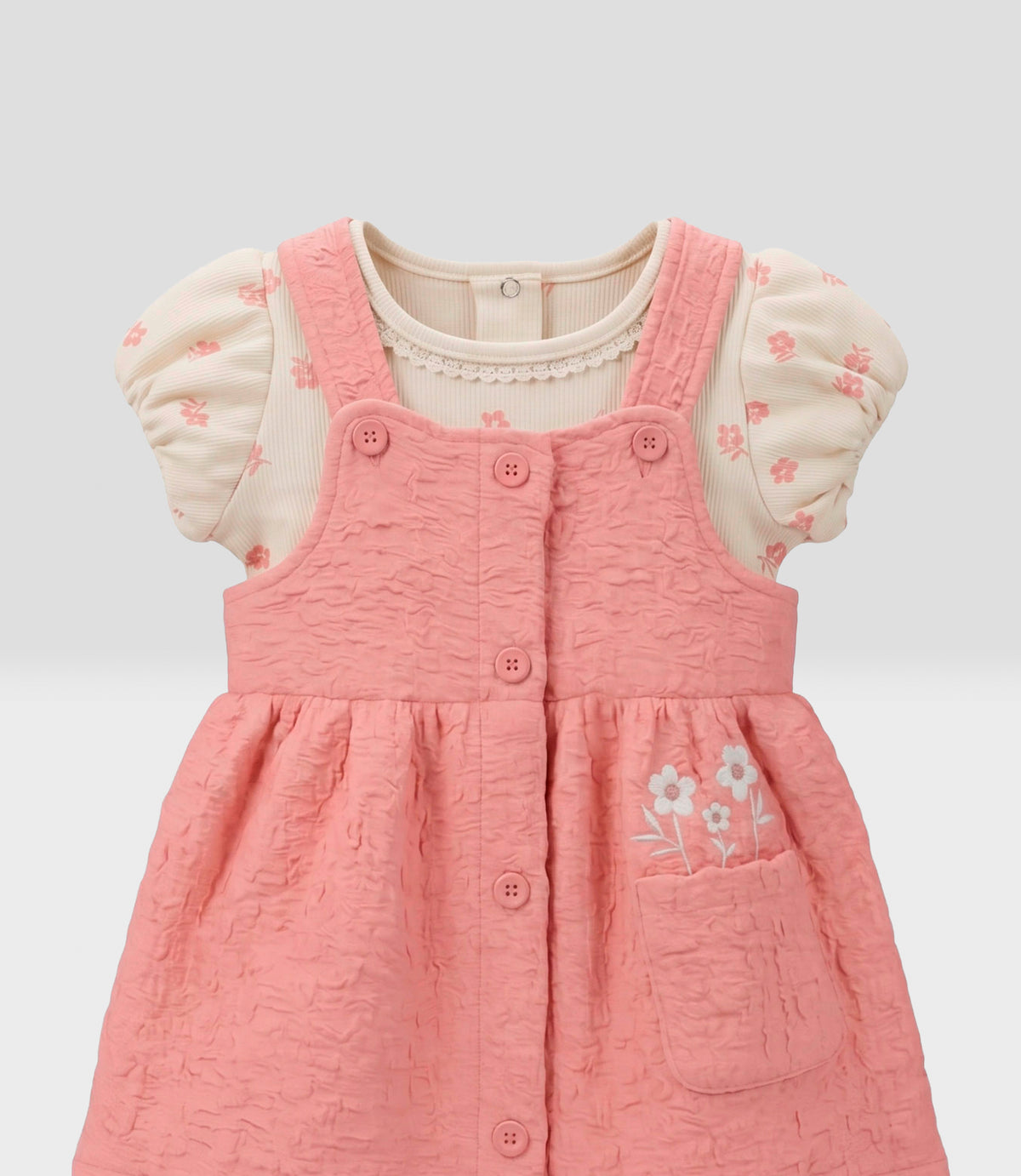 Vestido recién nacida con body 0 meses / Coral