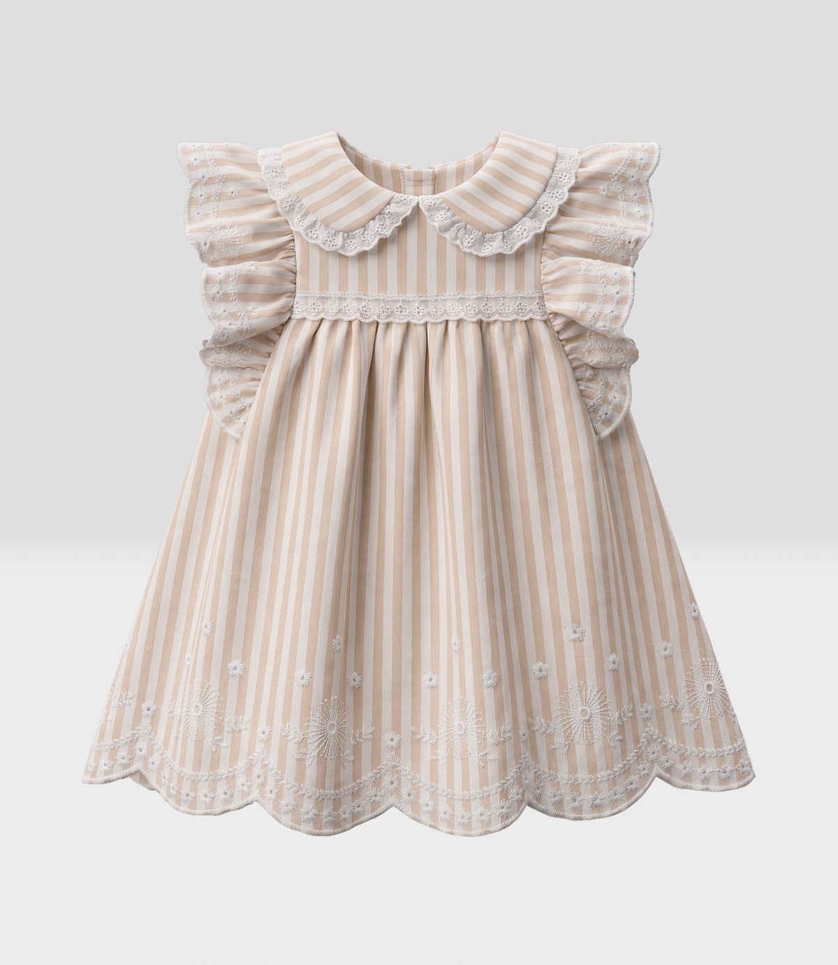Vestido recién nacida con bordado 0 meses / Beige