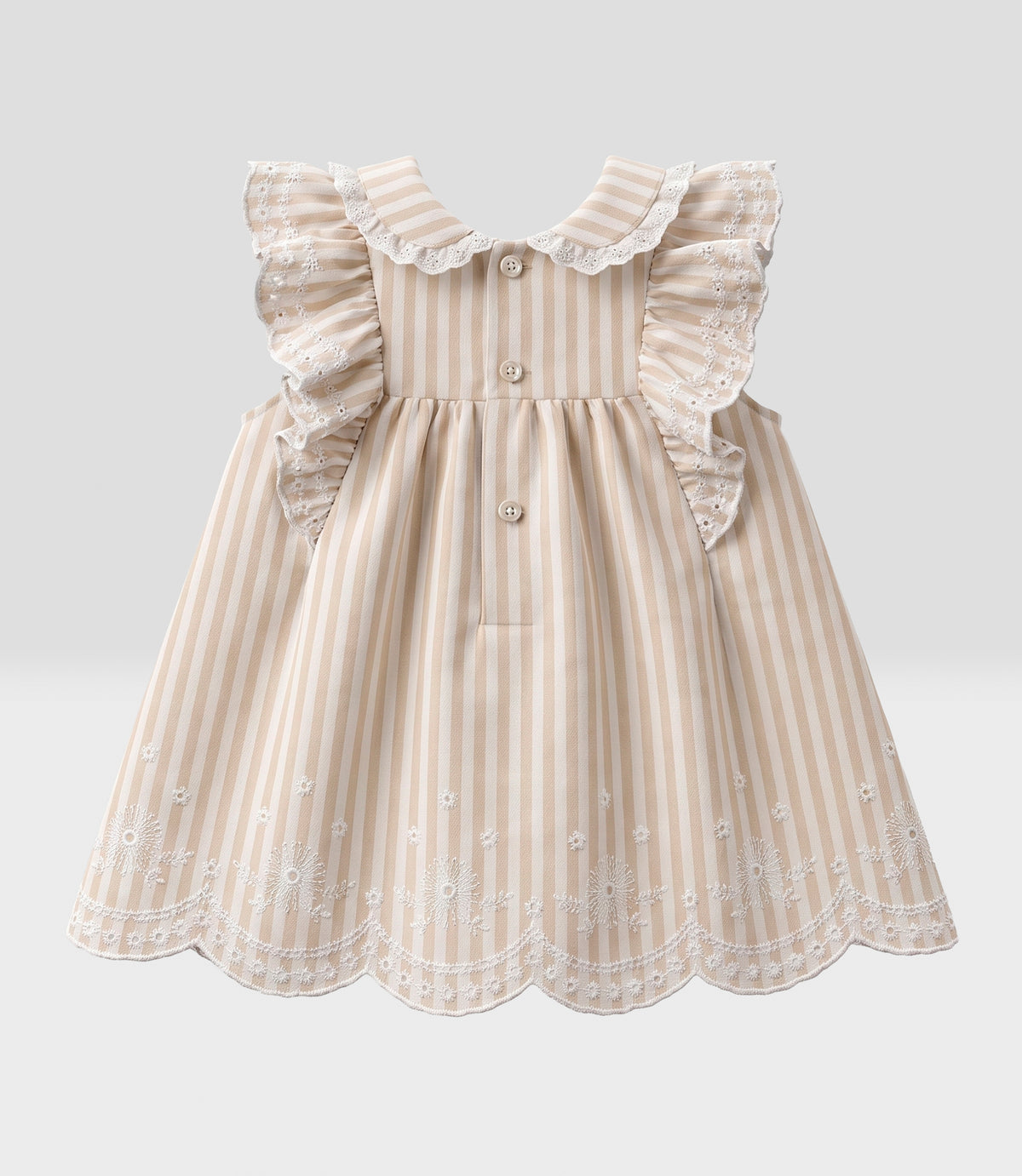Vestido recién nacida con bordado 0 meses / Beige